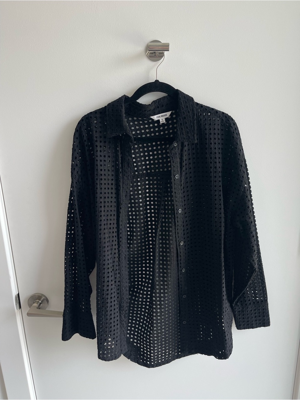 Steve Madden Black Eyelet Top